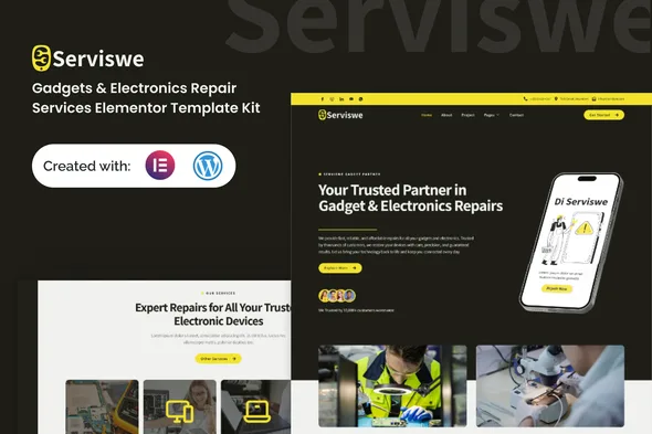 serviswe gadget electronic repair service elementor template kit 1