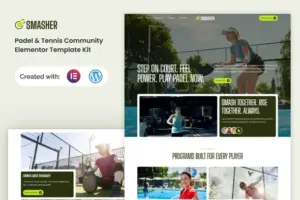 Smasher – Padel Tennis Community Elementor Template Kit