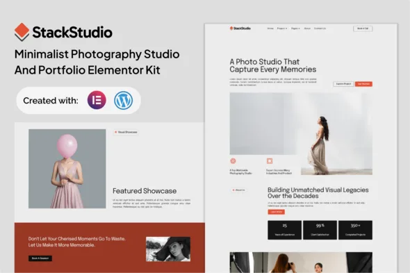 stackstudio a minimalist photography studio portfolio elementor kit 1