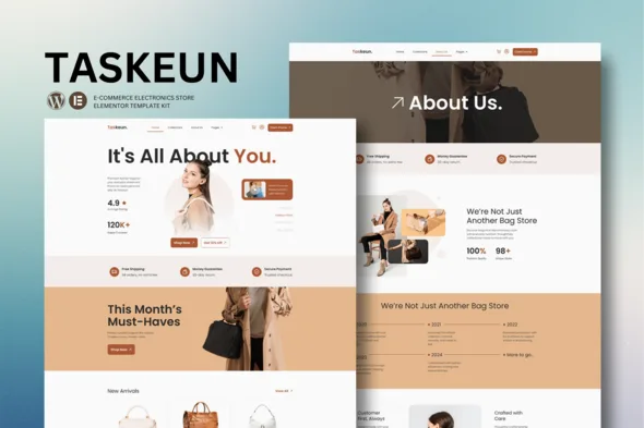 taskeun e commerce bag store elementor template kit 1