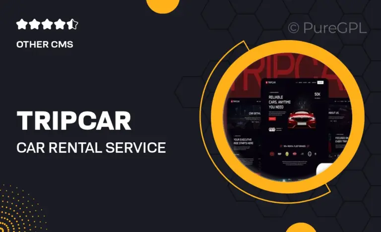 tripcar car rental service website elementor template kit