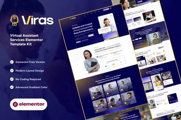 viras virtual assistant services elementor template kit 1