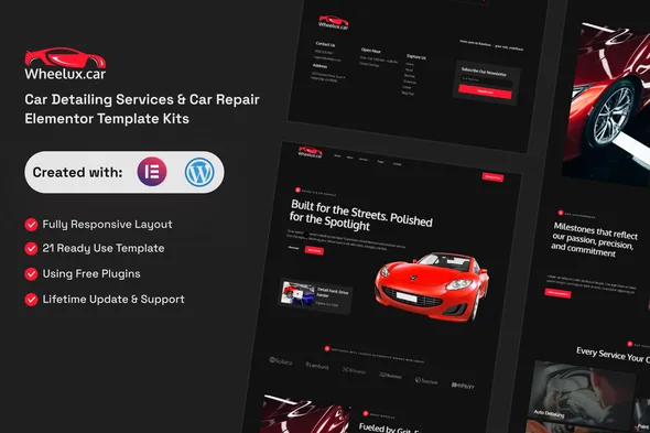 wheelux car detailing services car repair elementor template kits 1