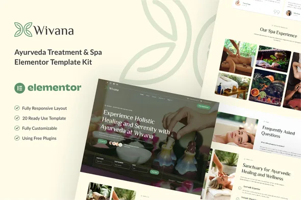 wivana ayurveda treatment spa elementor template kit 1