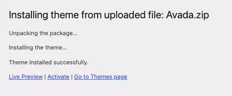 Image of the WordPress themes page with the activate button highlighted