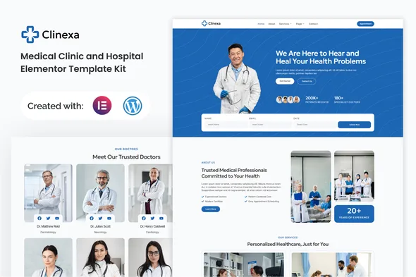 clinexa medical clinic hospital elementor template kit 1