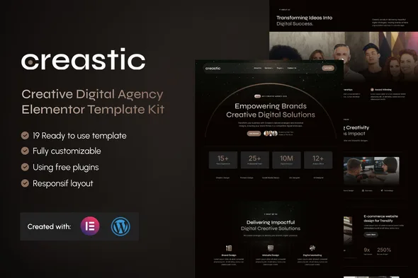 creastic creative digital agency elementor template kit 1