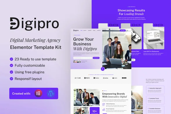 digipro digital marketing agency elementor template kit 1