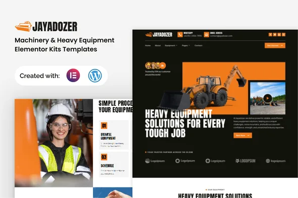 jayadozer machinery heavy equipment elementor templae kit 1