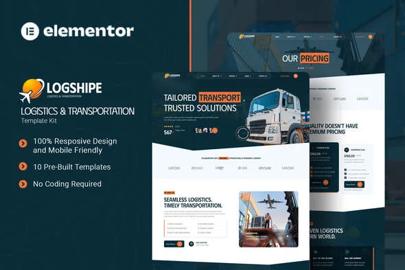 logshipe logistics transportation elementor template kit 1
