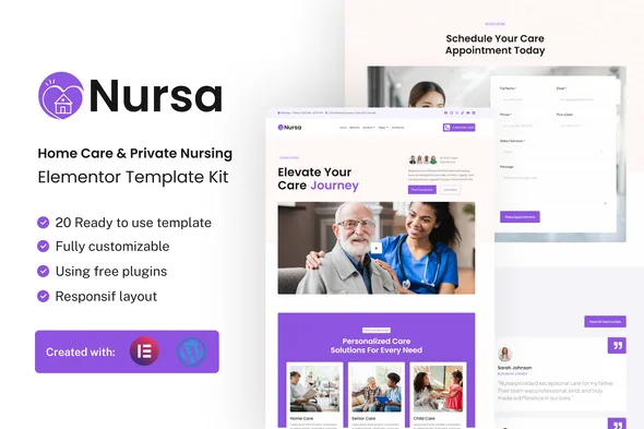 nursa home care private nursing services elementor template kit 1