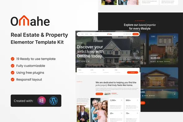 omahe real estate property elementor template kit 1