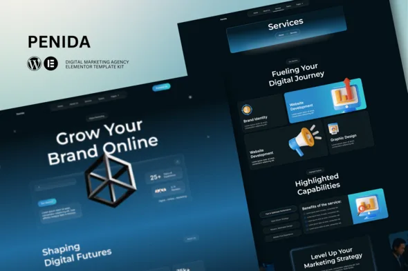 penida digital marketing agency elementor template kit 1