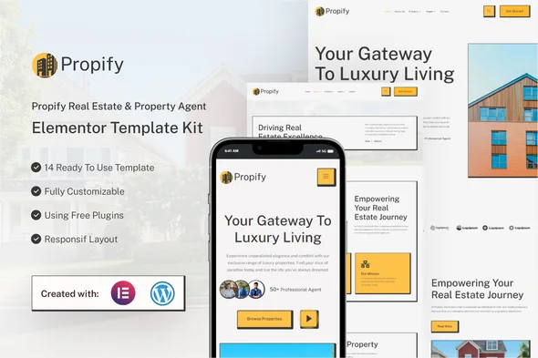propify real estate property agent elementor template kit 1
