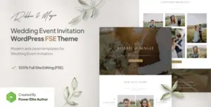 Robbie & Magie – Wedding Event Invitation FSE WordPress Theme