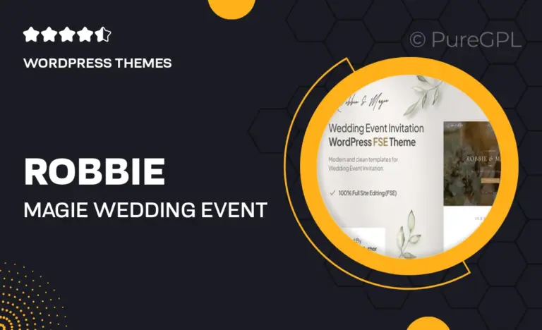 robbie magie wedding event invitation fse wordpress theme