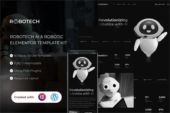robotech ai robotics elementor template kit 1
