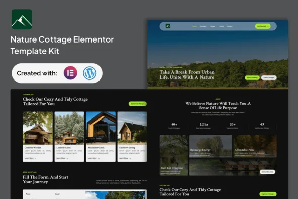 veridian nature cottage elementor template kit 1