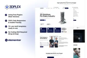 3DPlex – 3D Printing Services Elementor Template Kit