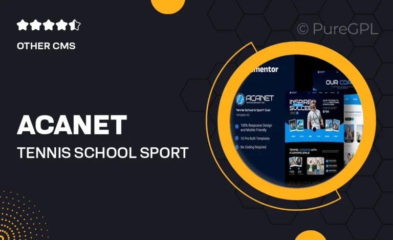 acanet tennis school sport club elementor template kit