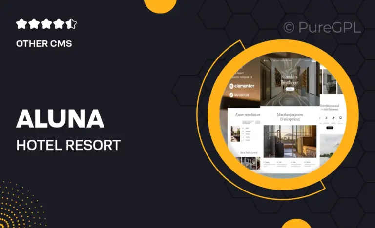 aluna hotel resort elementor template kit