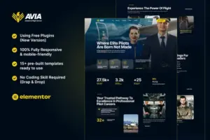 Avia – Aviation & Flight School Elementor Template Kit