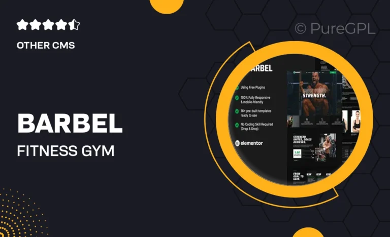 barbel fitness gym elementor template kit