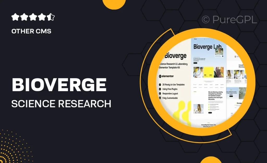 Downloads 53 Bioverge – Science Research & Laboratory Elementor Template Kit