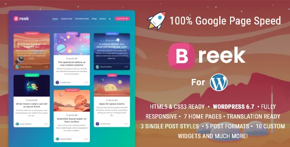 Breek – Minimal Lightweight Masonry AMP Theme for WordPress