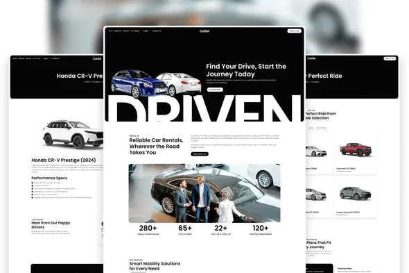 carlist modern minimalist car rental elementor template kit 1