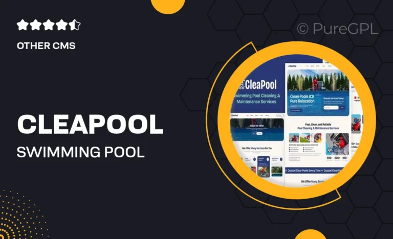 cleapool swimming pool cleaning and maintenance service elementor template kit
