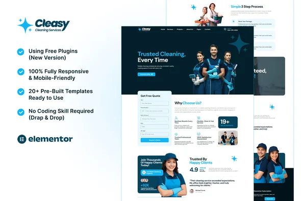cleasy cleaning services elementor template kit 1