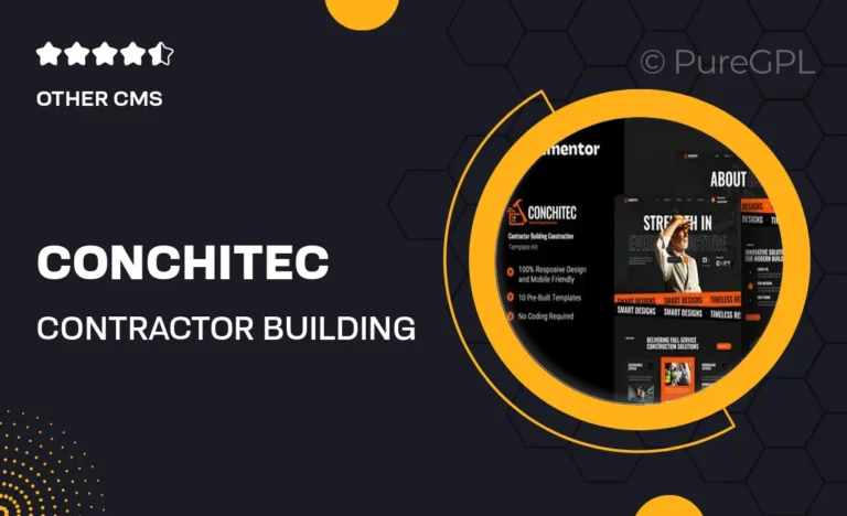 conchitec contractor building construction elementor template kit