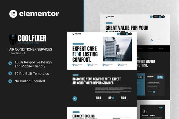 coolfixer air conditioner services elementor template kit 1