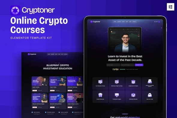 cryptoner online crypto courses elementor template kit 1