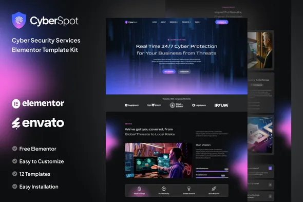 cyberspot cyber security services elementor template kit 1