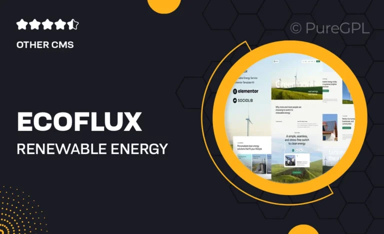 ecoflux renewable energy solar panel elementor template kit