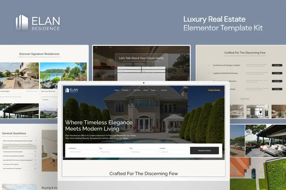 elan luxury real estate elementor template kit 1