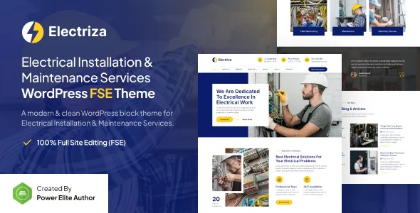 Electriza – Electrical Installation & Maintenance Services FSE WordPress Theme