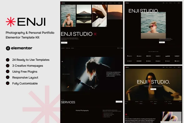 enji photography personal portfolio elementor template kit 1