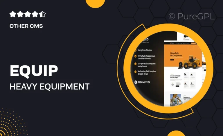 equip heavy equipment rental elementor template kit