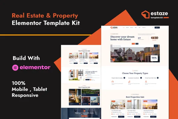 estaze real estate property elementor template kit 1