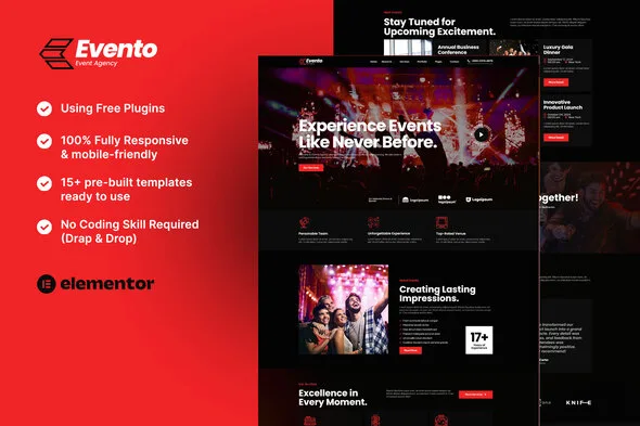 evento event agency elementor template kit 1
