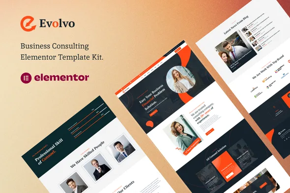 evolvo business consulting elementor template kit 1