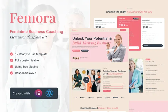 femora feminime business coaching elementor template kit 1