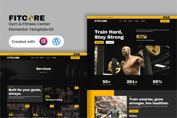 fitcore gym fitness center elementor template kit 1