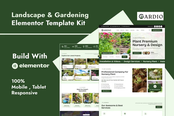 gardio nursery gardening elementor template kit 1