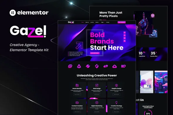 gazel creative agency elementor template kit 1