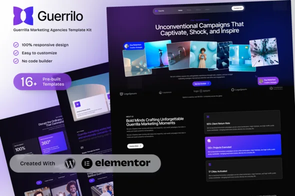 guerrilo guerrilla marketing brand activation elementor template kit 1
