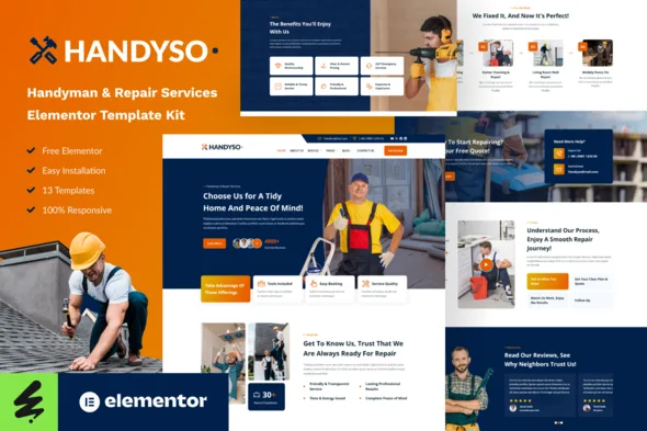 handyso handyman repair service elementor template kit 1